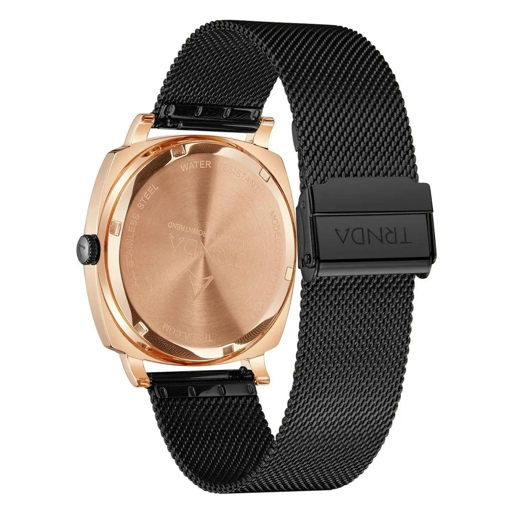 Trnda Men's Rose Gold Stainless Steel Watch, Black Mesh Band | Trnda45mm by TRNDA