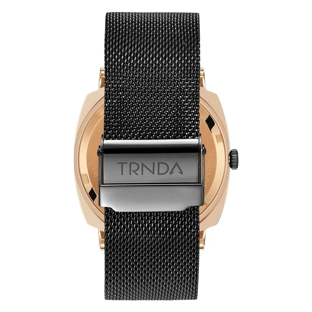 Trnda Men's Rose Gold Stainless Steel Watch, Black Mesh Band | Trnda45mm by TRNDA