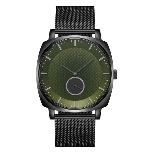 Trnda Men's Stainless Steel Black Watch, Seaweed Green Dial | Trn-045bm by TRNDA