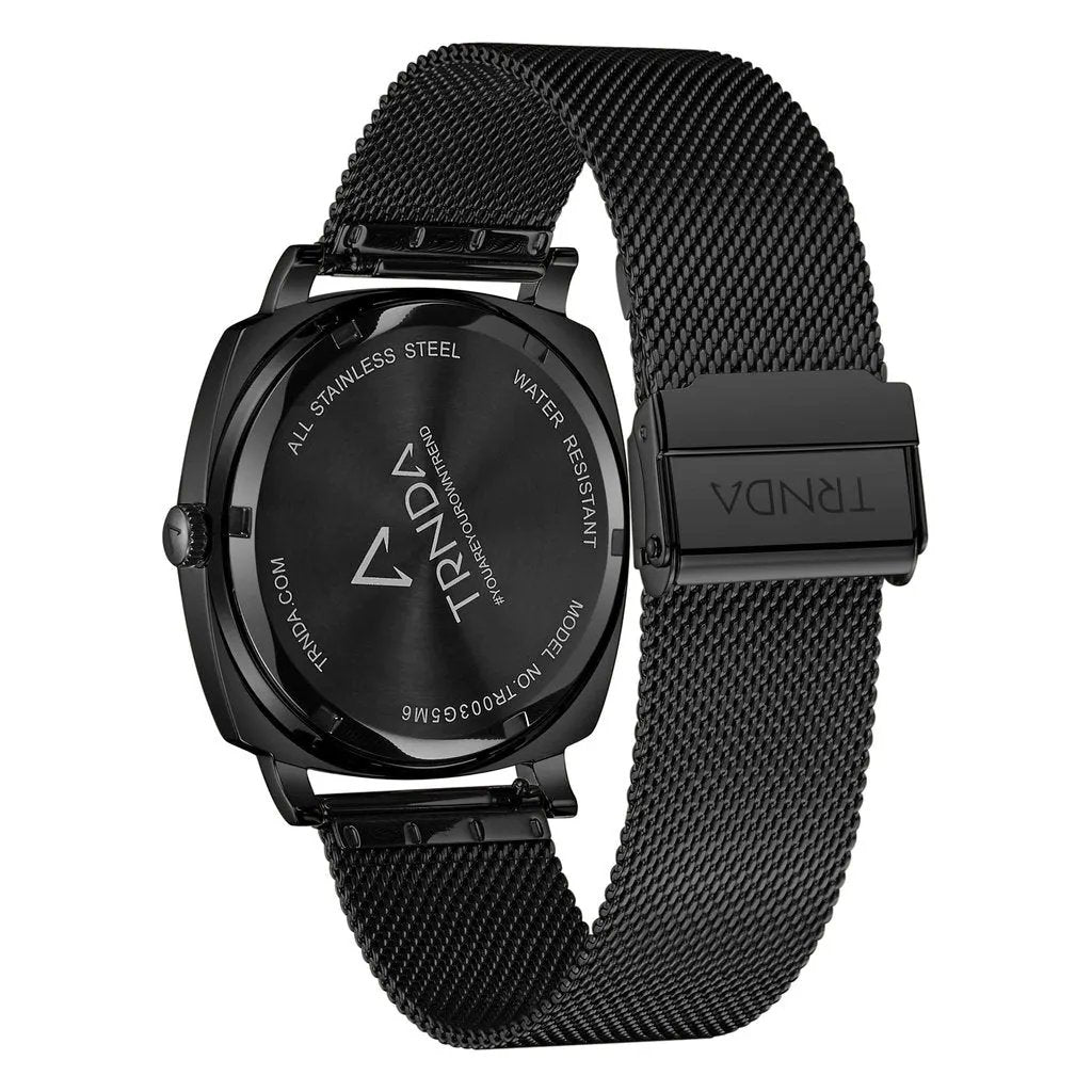 Trnda Men's Stainless Steel Black Watch, Seaweed Green Dial | Trn-045bm by TRNDA