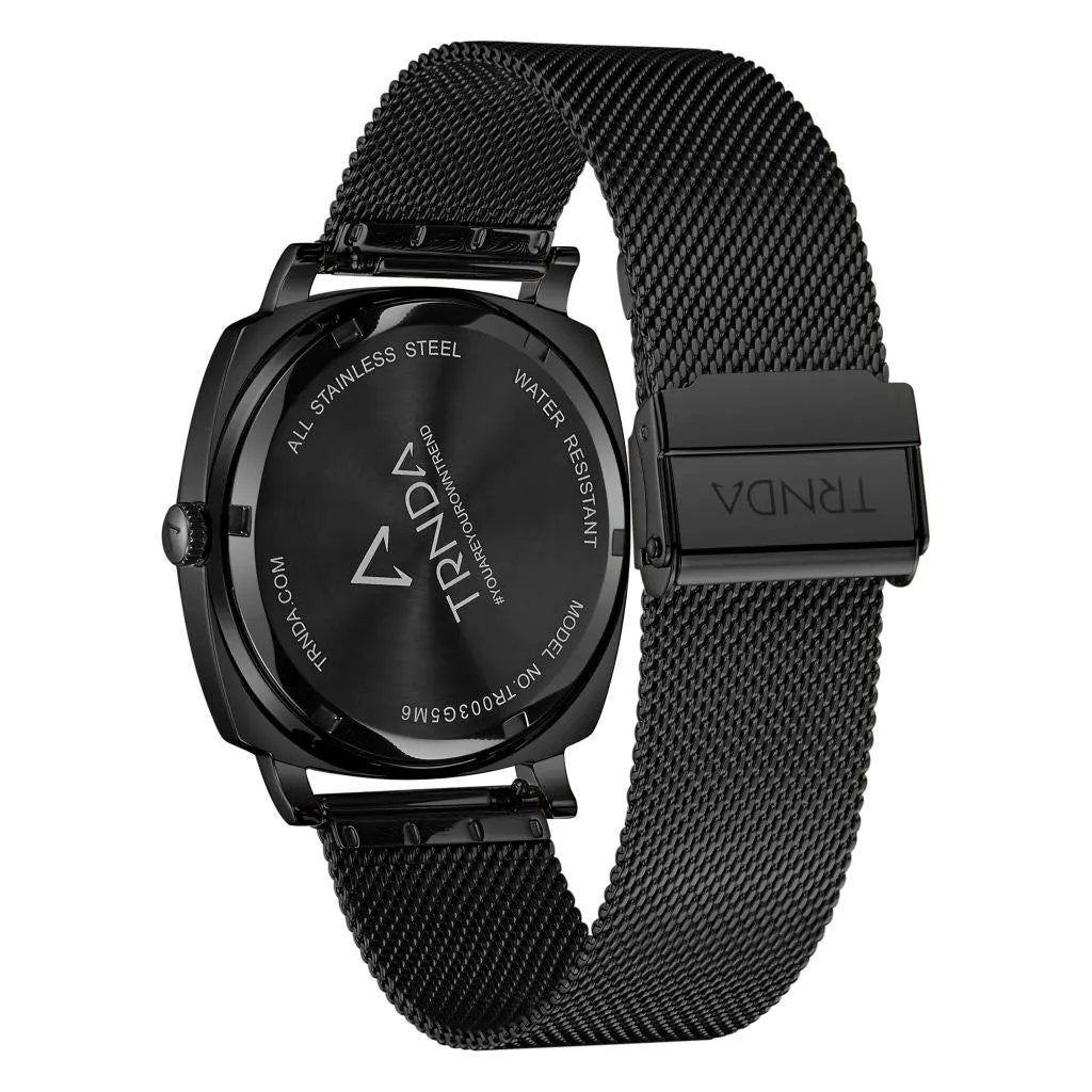 Trnda Men's Black Stainless Steel Watch, Square Case | Trnda45mm by TRNDA