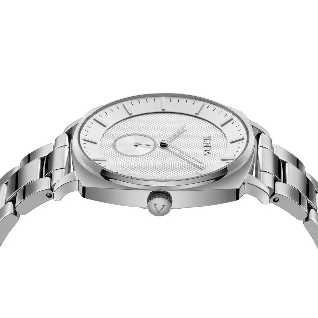 Trnda Men's Silver Stainless Steel Watch, Square Dial | Tr45ss by TRNDA