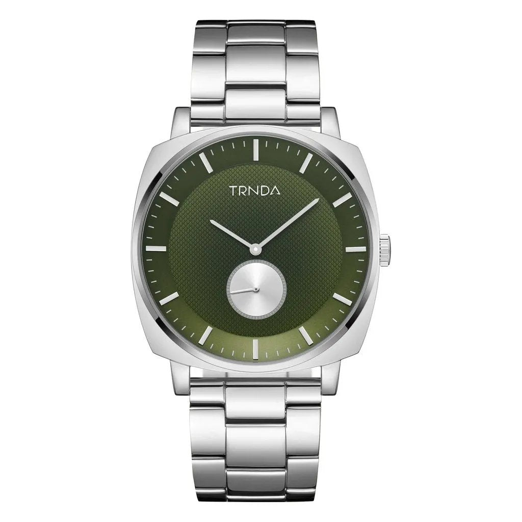Trnda Men's Silver Stainless Steel Watch, Seaweed Green Dial | Trnda45mm by TRNDA