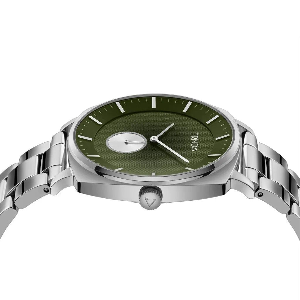 Trnda Men's Silver Stainless Steel Watch, Seaweed Green Dial | Trnda45mm by TRNDA