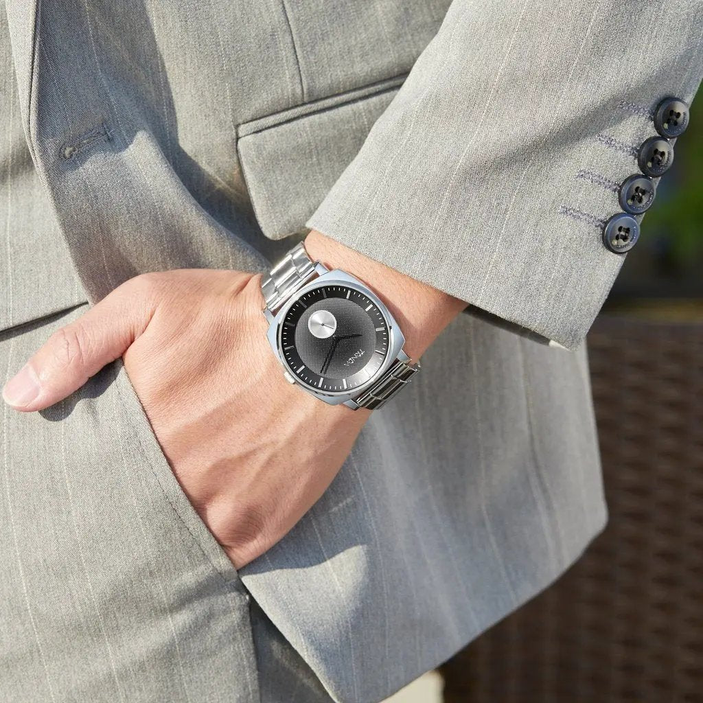 Trnda Men's Stainless Steel Watch, Gradient Dark Grey Dial | Trnda-Sq45 by TRNDA