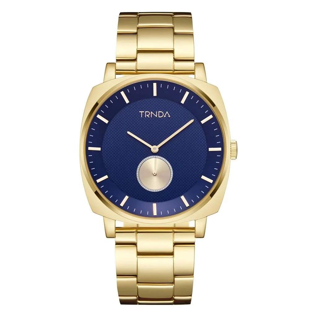 Trnda Men's Gold Stainless Steel Watch, Blue Dial | Tr45gdb by TRNDA
