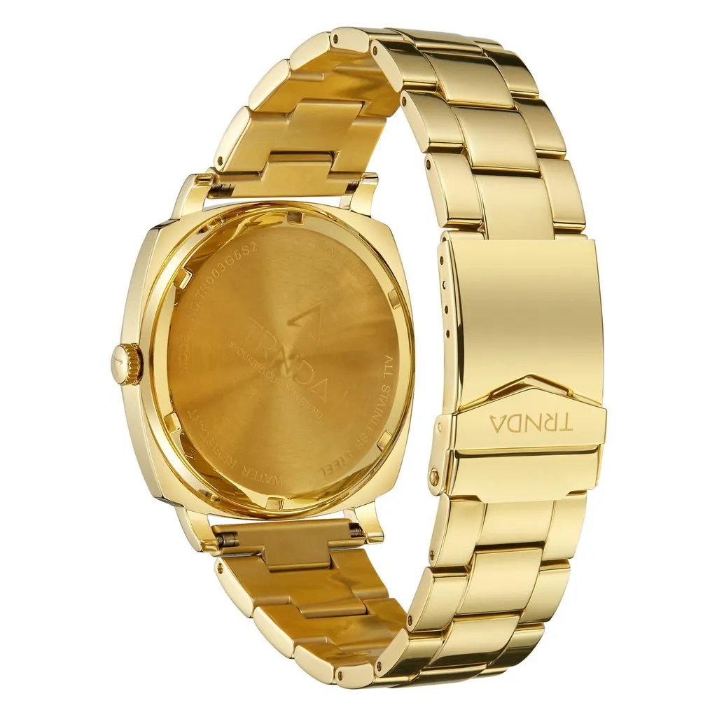 Trnda Men's Gold Stainless Steel Watch, Blue Dial | Tr45gdb by TRNDA