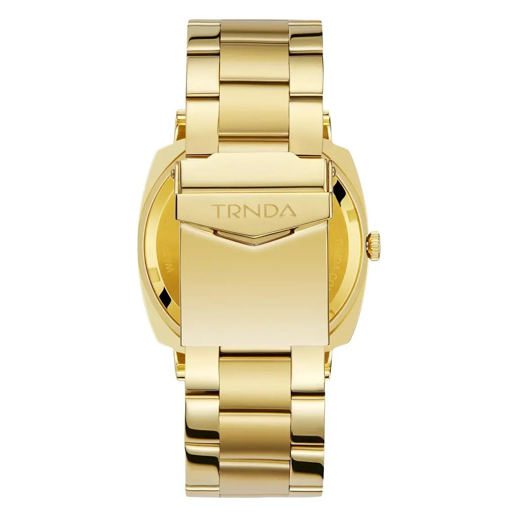 Trnda Men's Gold Stainless Steel Watch, Blue Dial | Tr45gdb by TRNDA