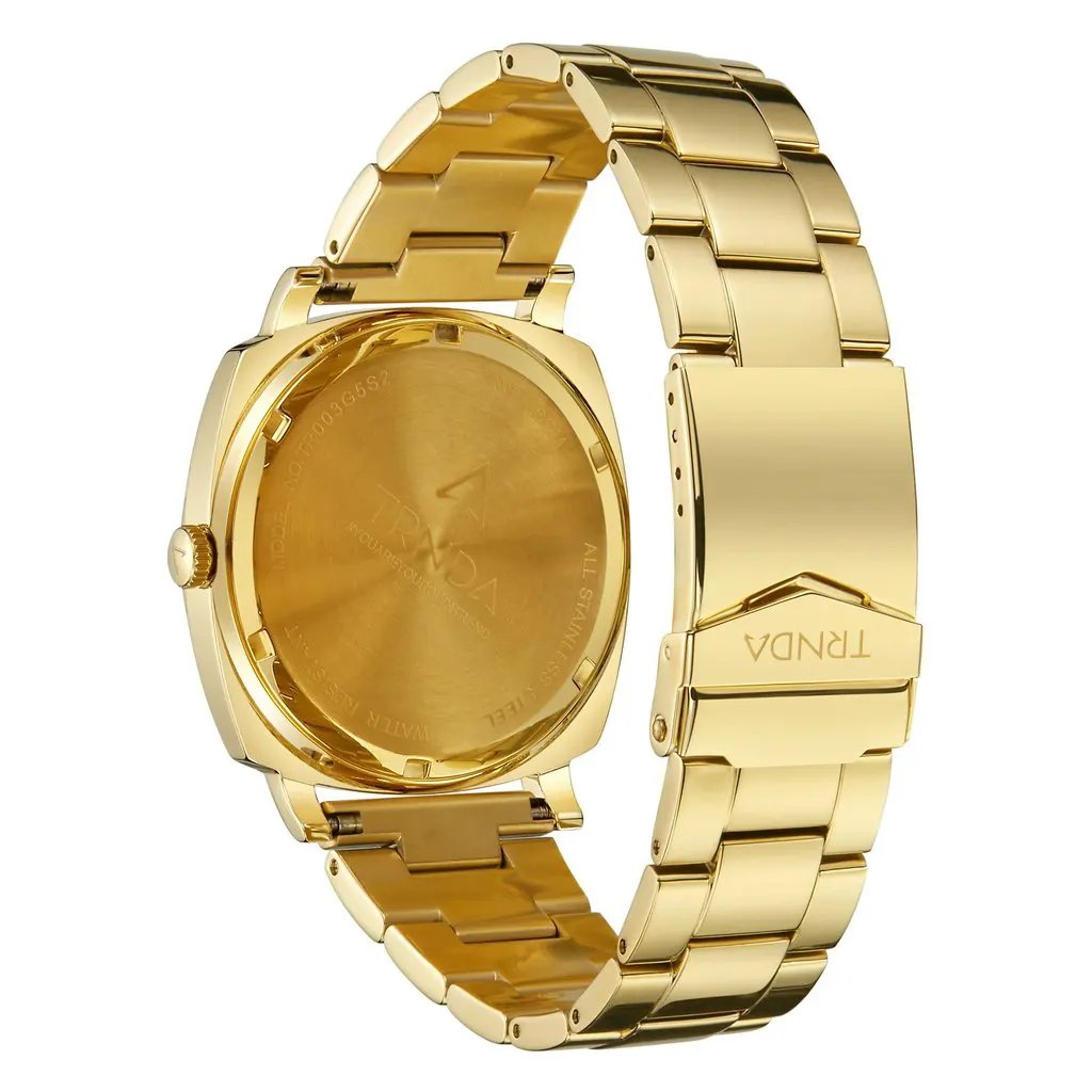 Trnda Men's Gold Stainless Steel Watch, Black Dial | Trnda-045 by TRNDA