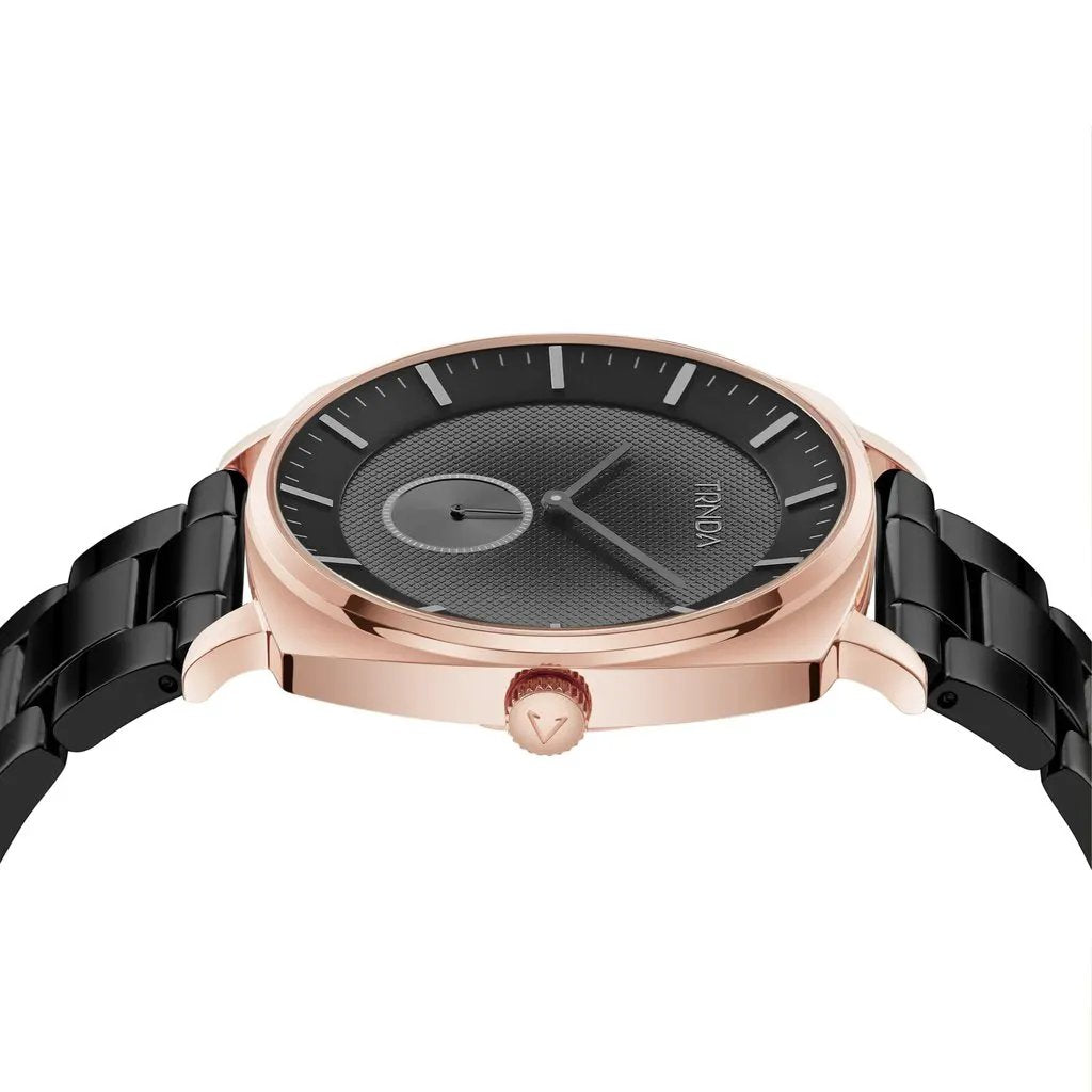 Trnda Men's Rose Gold Stainless Steel Watch, Grey Dial | Tr45rg by TRNDA