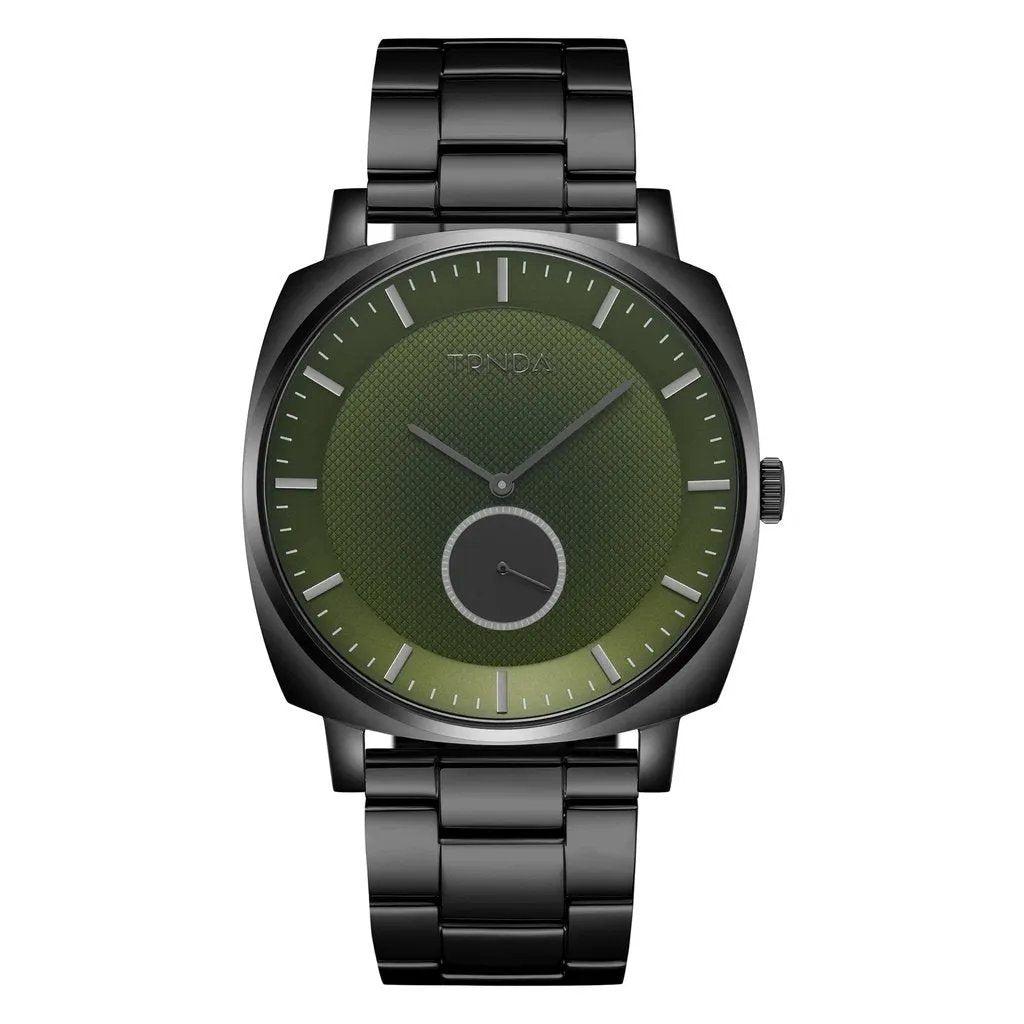 Trnda Men's Black Stainless Steel Watch, Seaweed Green Dial | Tr45b by TRNDA