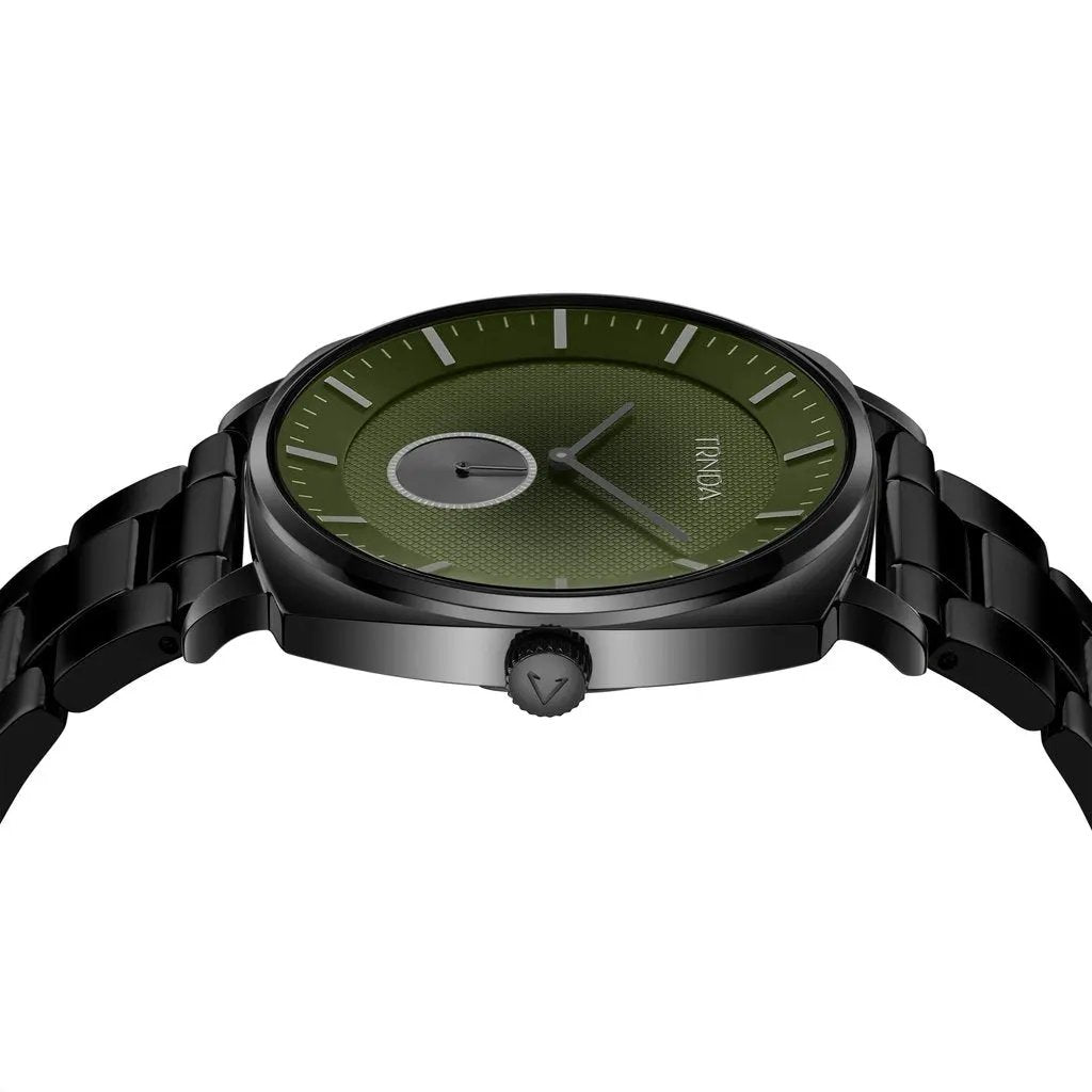Trnda Men's Black Stainless Steel Watch, Seaweed Green Dial | Tr45b by TRNDA