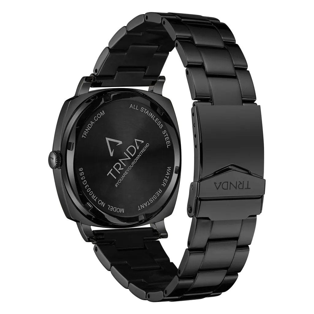 Trnda Men's Black Stainless Steel Watch, Seaweed Green Dial | Tr45b by TRNDA