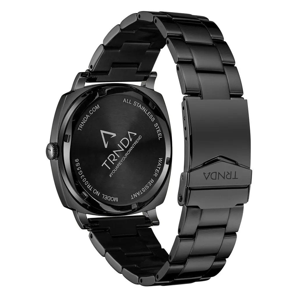 Trnda Men's Stainless Steel Black Watch, Square Dial | Trn-045blk by TRNDA