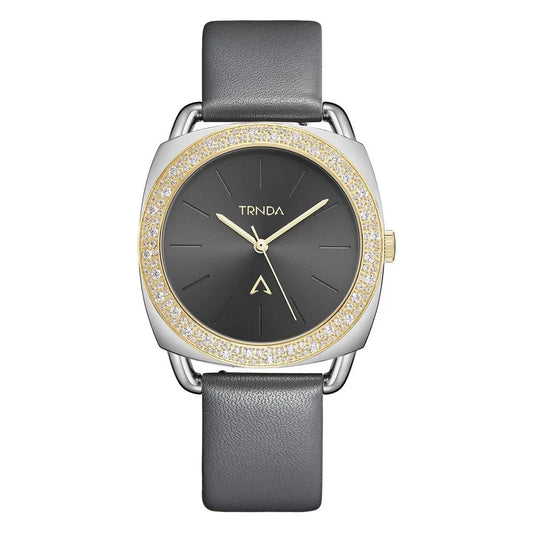 Trnda Women's Watch With Silver Stainless Steel Case And Gray Leather Band by TRNDA