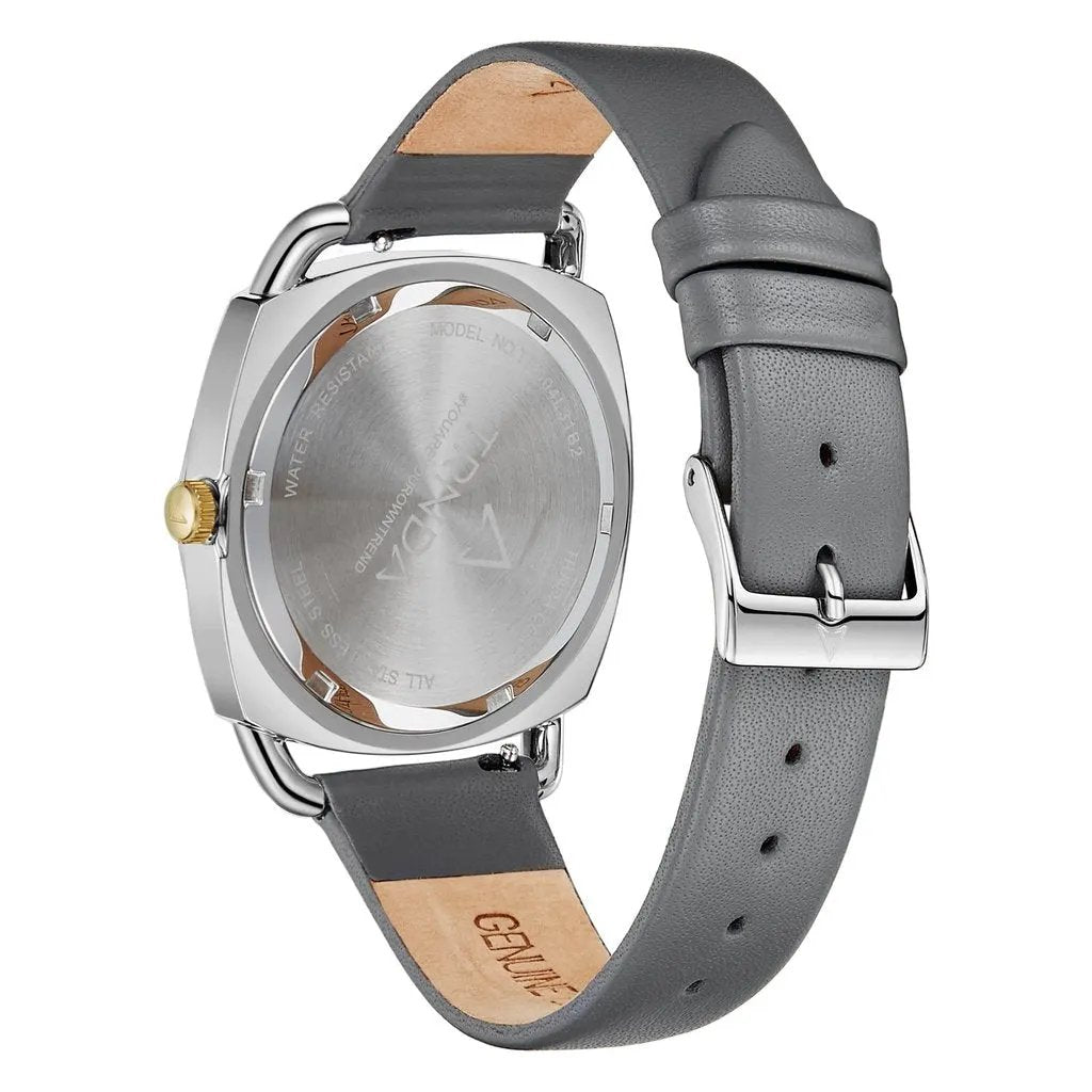 Trnda Women's Watch With Silver Stainless Steel Case And Gray Leather Band by TRNDA
