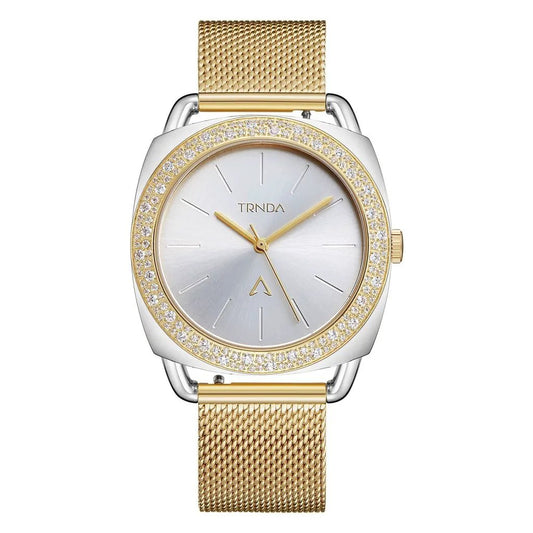 Trnda Women's Stainless Steel Gold Mesh Watch, Silver Dial | Trnda-35.8 by TRNDA