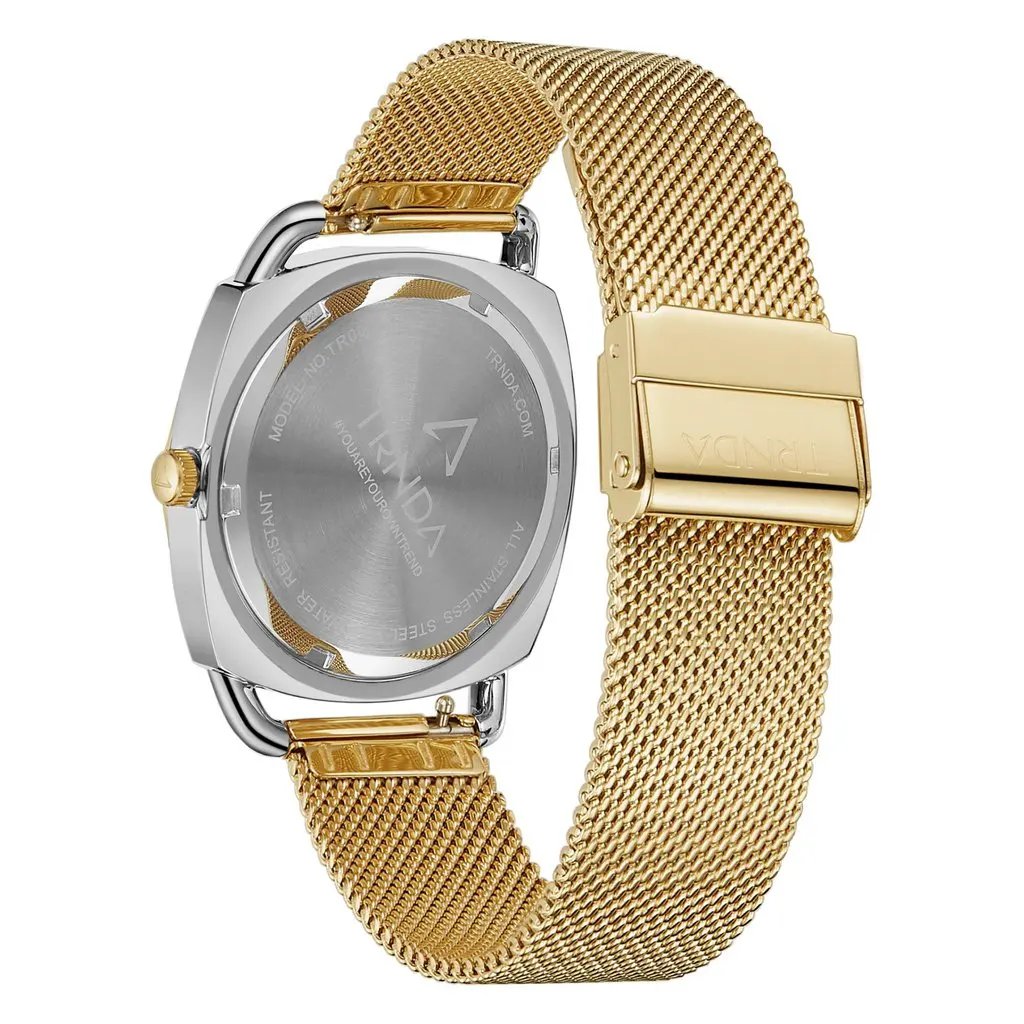 Trnda Women's Stainless Steel Gold Mesh Watch, Silver Dial | Trnda-35.8 by TRNDA