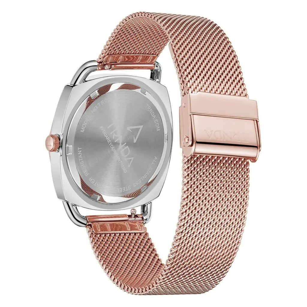 Trnda Women's Silver Stainless Steel Watch, Rose Gold Band | Trnda-001 by TRNDA