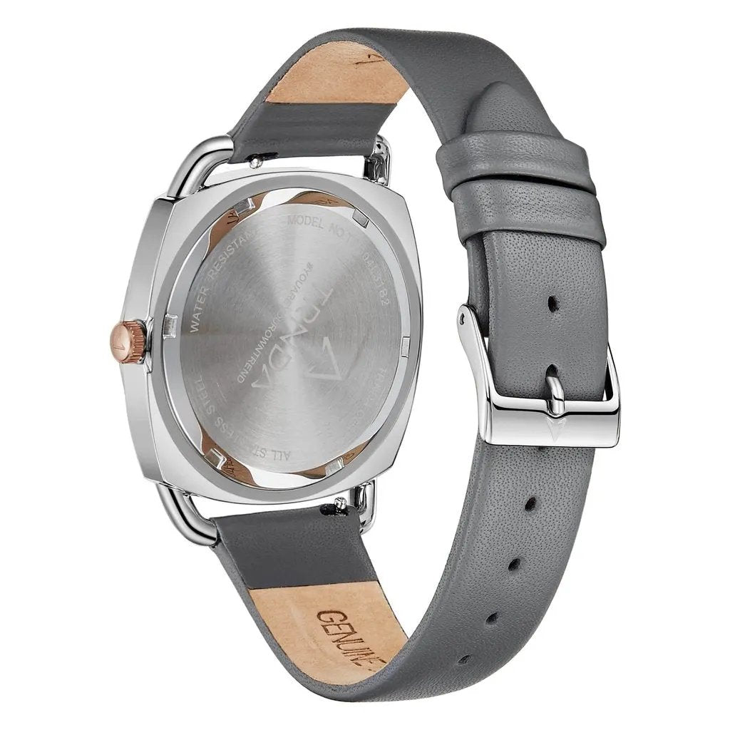 Trnda Women's Stainless Steel Gray Leather Watch, Silver Dial | Trn-W35.8 by TRNDA
