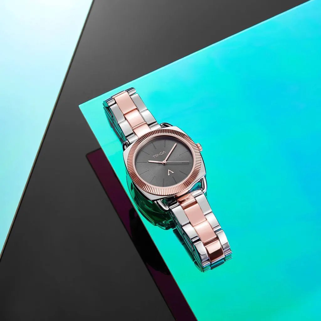 Trnda Women's Stainless Steel Watch, Two Tone Silver-Rose Gold | Trn-Wch-001 by TRNDA