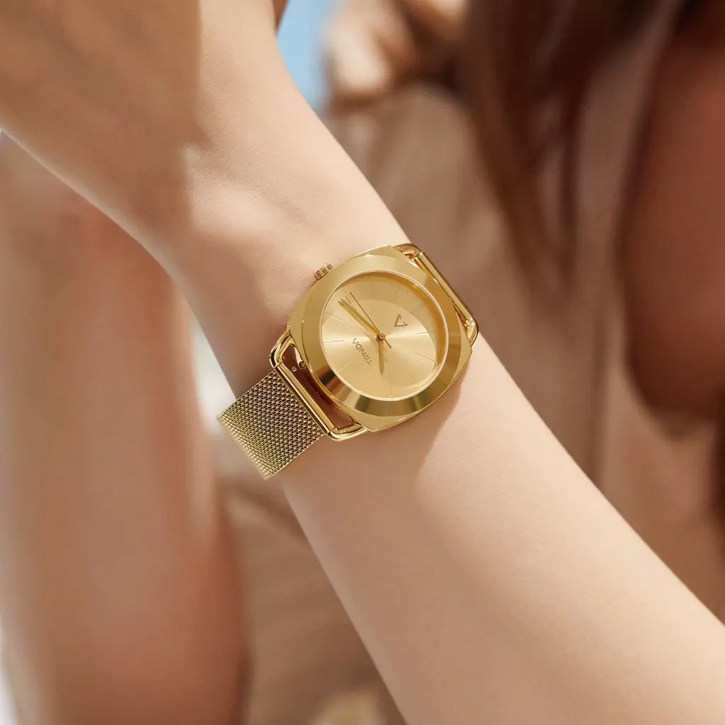 Trnda Women's Watch With Gold Stainless Steel Case And Gold Stainless Steel Band by TRNDA