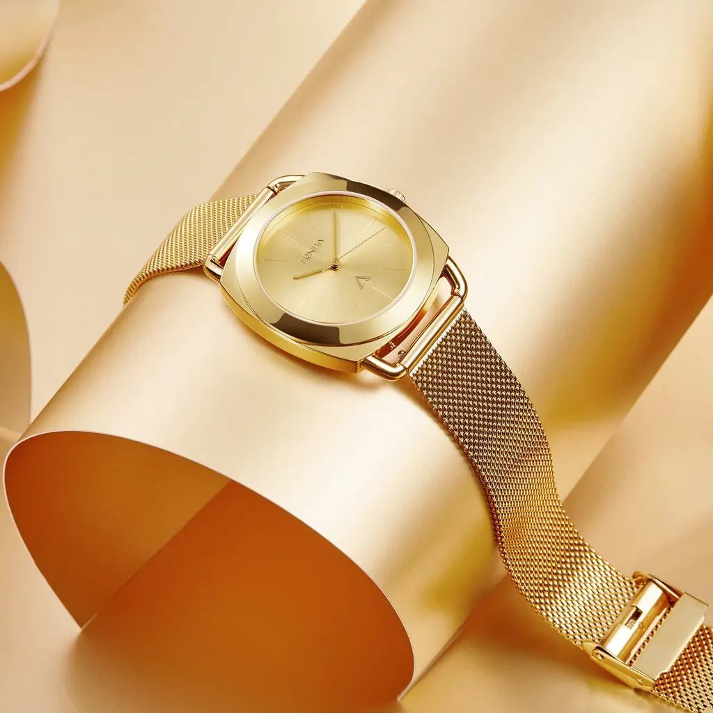 Trnda Women's Watch With Gold Stainless Steel Case And Gold Stainless Steel Band by TRNDA