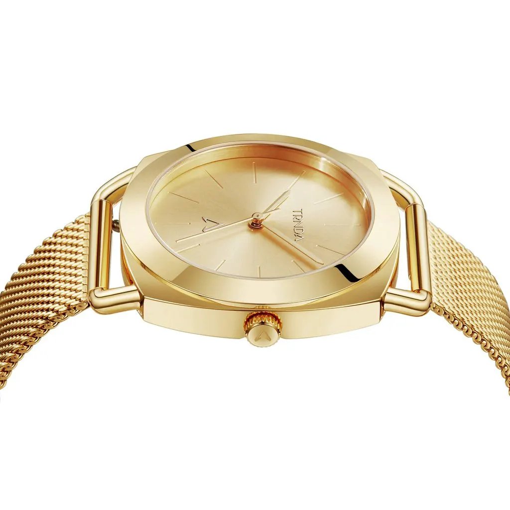 Trnda Women's Watch With Gold Stainless Steel Case And Gold Stainless Steel Band by TRNDA