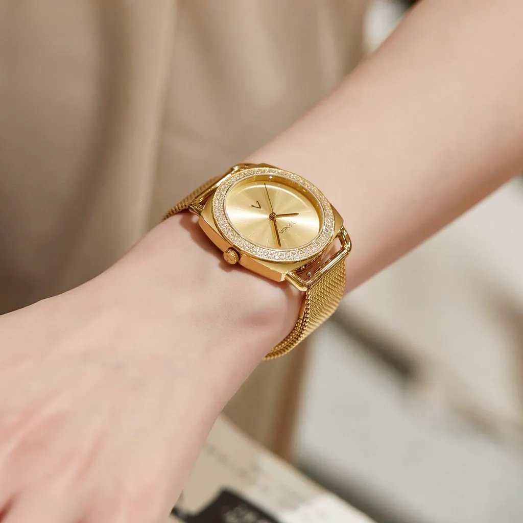 Trnda Women's Gold Stainless Steel Watch, Gold Dial | Trd-1234 by TRNDA