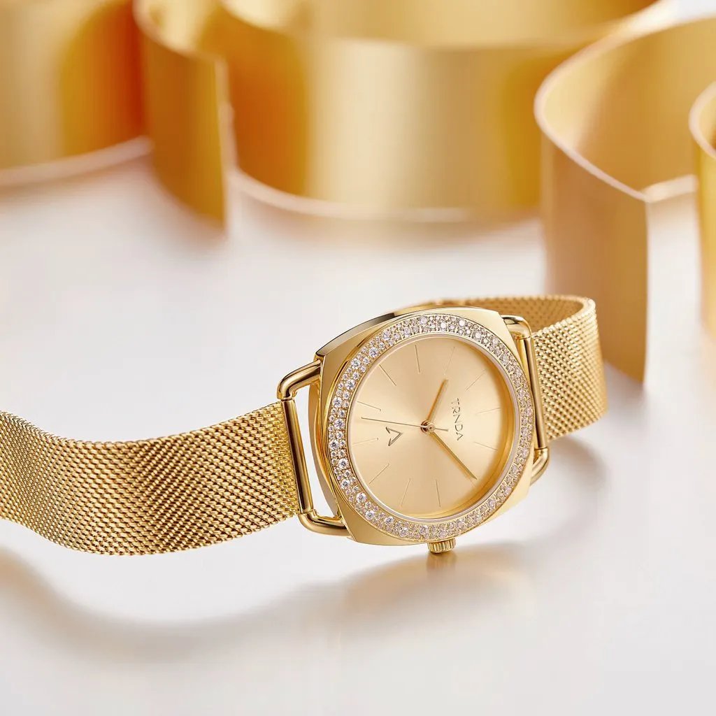 Trnda Women's Gold Stainless Steel Watch, Gold Dial | Trd-1234 by TRNDA