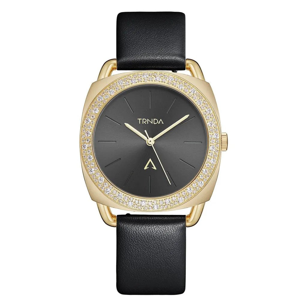 Trnda Women's Gold Stainless Steel Watch, Black Dial | Trd-35b by TRNDA