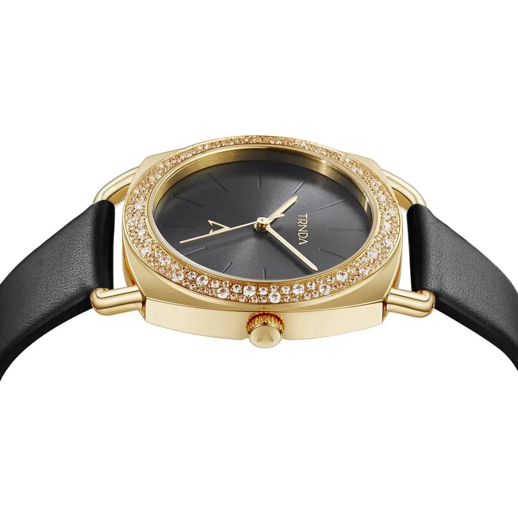 Trnda Women's Gold Stainless Steel Watch, Black Dial | Trd-35b by TRNDA