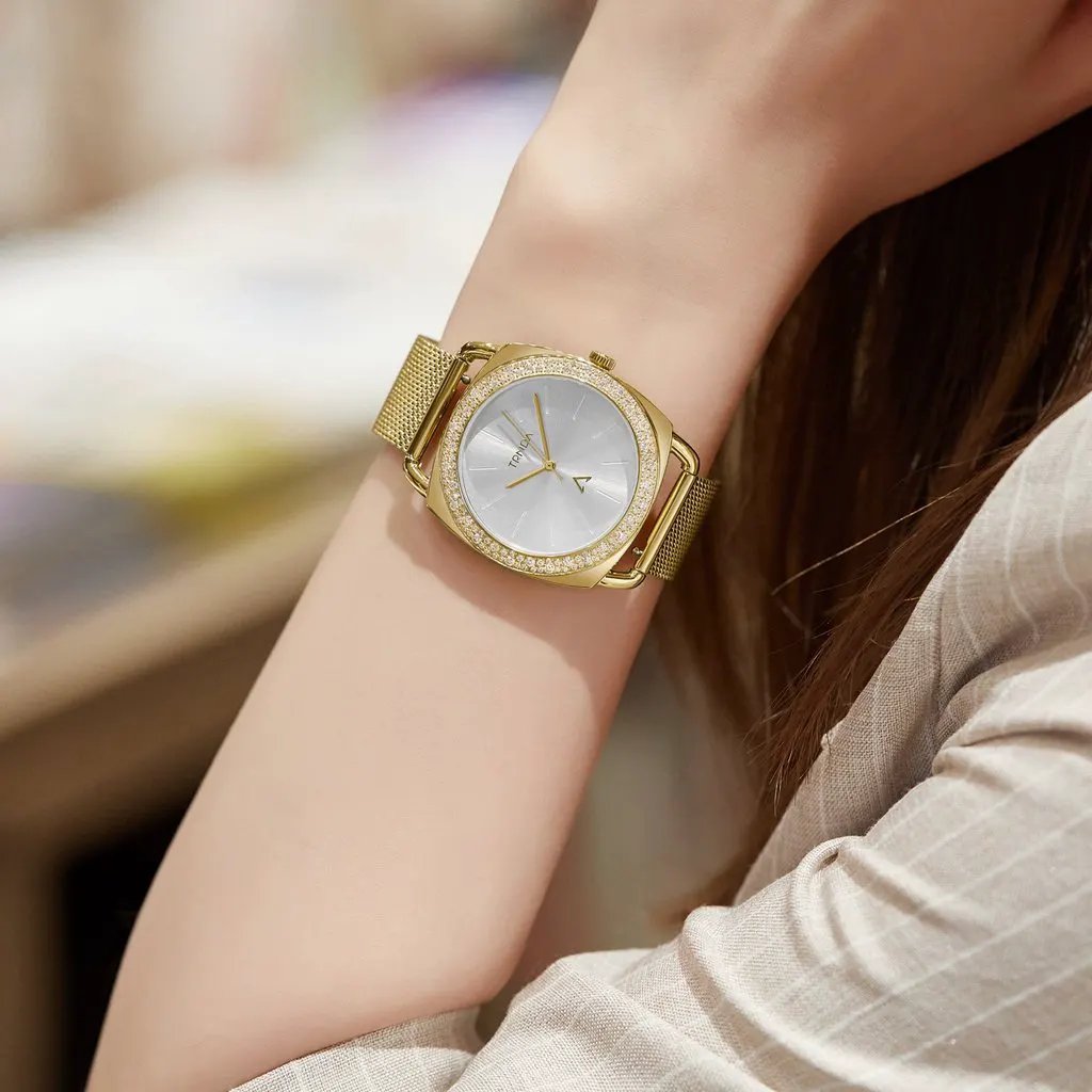 Trnda Women's Gold Stainless Steel Watch, Silver Dial | Trn-W35g by TRNDA