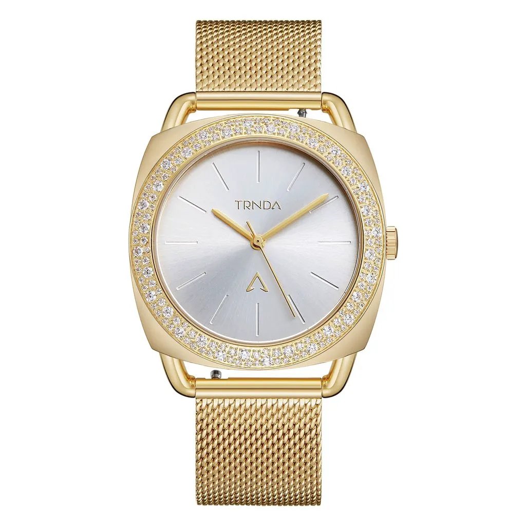 Trnda Women's Gold Stainless Steel Watch, Silver Dial | Trn-W35g by TRNDA