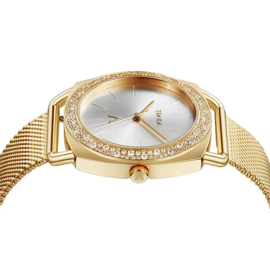 Trnda Women's Gold Stainless Steel Watch, Silver Dial | Trn-W35g by TRNDA