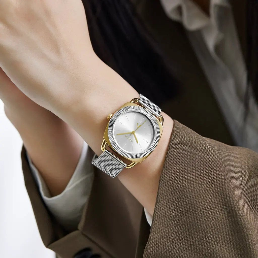 Trnda Women's Gold Stainless Steel Watch, Silver Dial | Trn-35.8-Sm by TRNDA