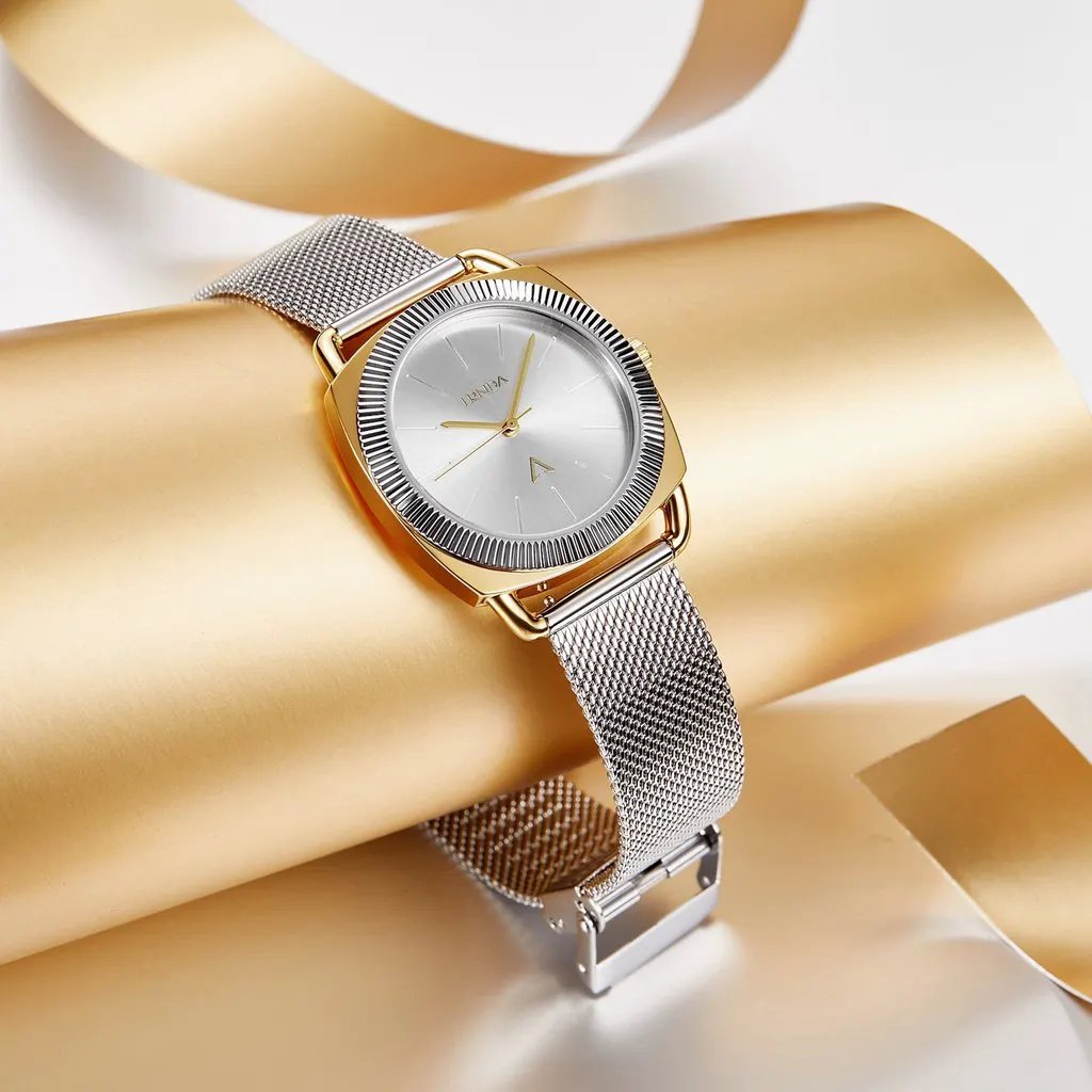 Trnda Women's Gold Stainless Steel Watch, Silver Dial | Trn-35.8-Sm by TRNDA
