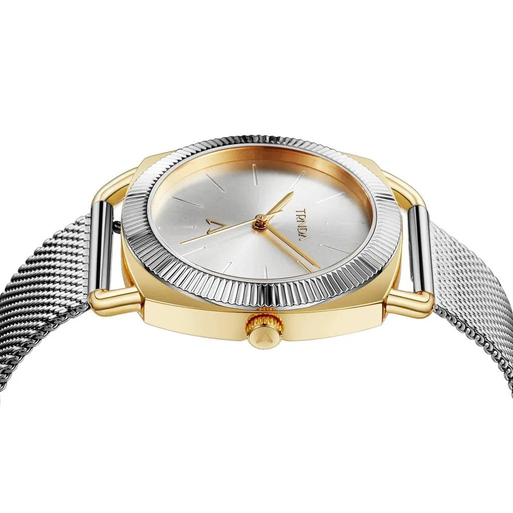Trnda Women's Gold Stainless Steel Watch, Silver Dial | Trn-35.8-Sm by TRNDA