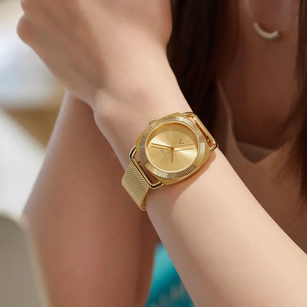 Trnda Women's Gold Stainless Steel Watch, Gold Dial | Trnda-001 by TRNDA