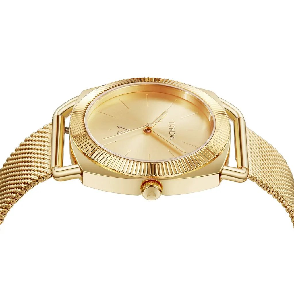 Trnda Women's Gold Stainless Steel Watch, Gold Dial | Trnda-001 by TRNDA