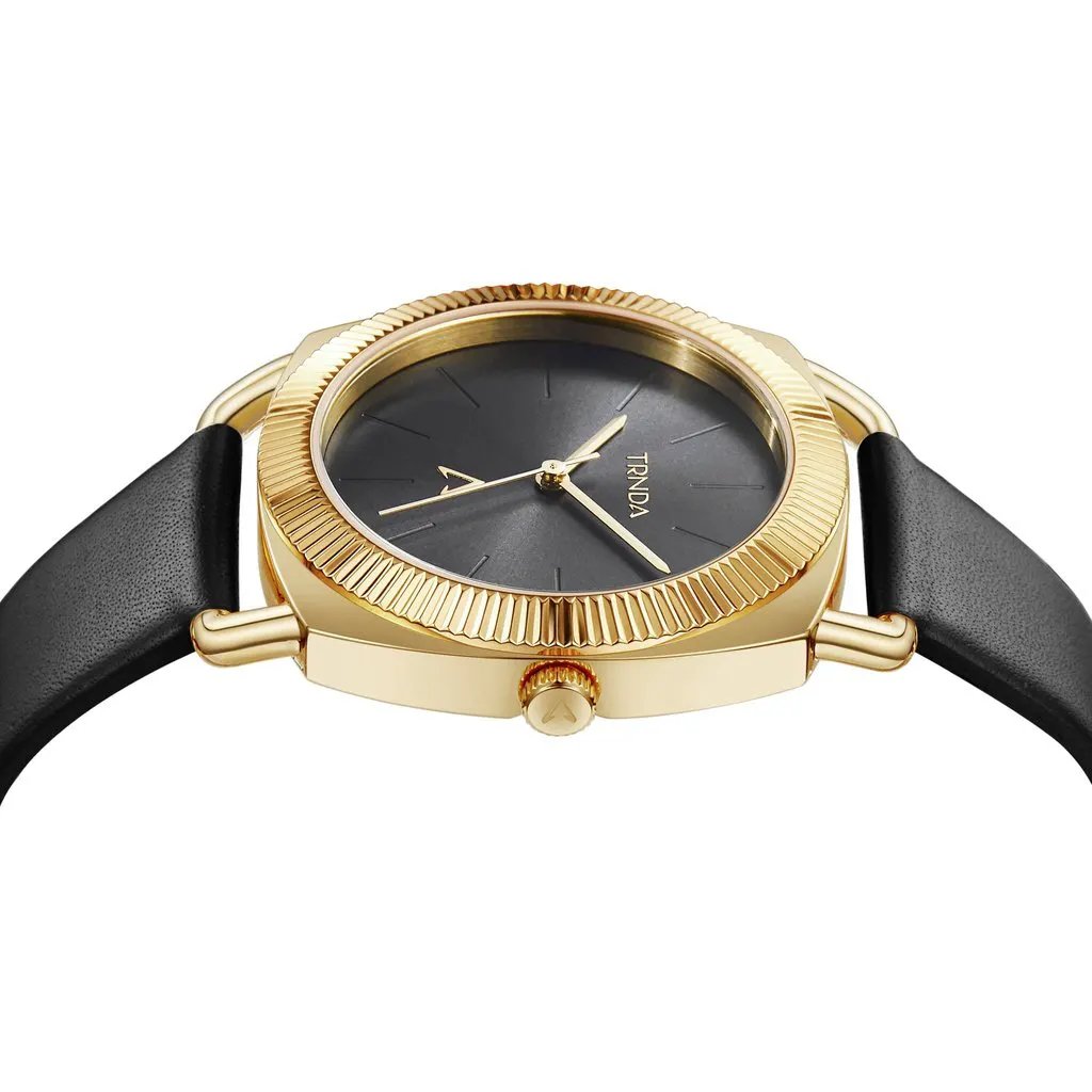 Trnda Women's Gold Stainless Steel Watch, Black Dial | Trn-Ss35g by TRNDA