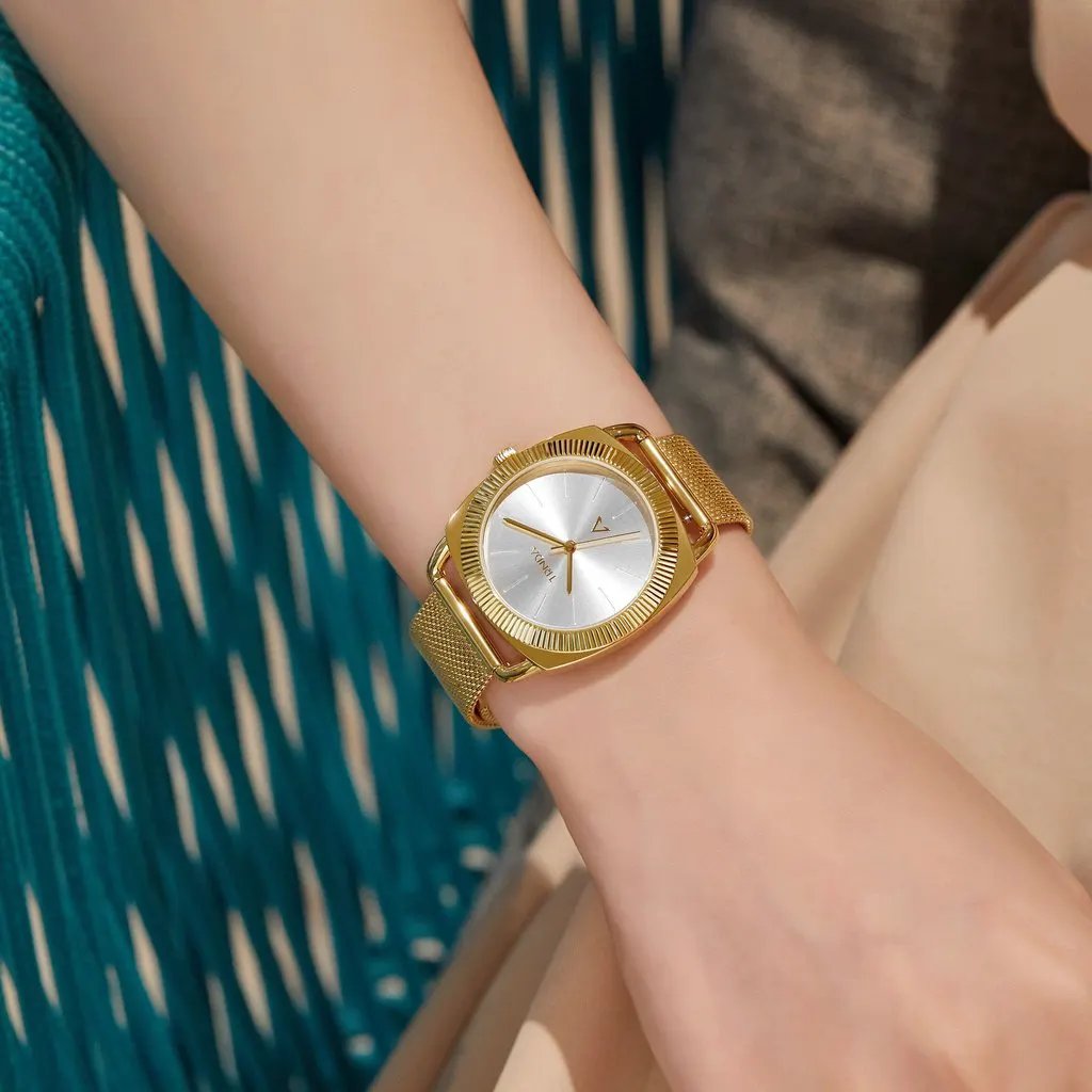 Trnda Women's Gold Stainless Steel Watch, Silver Dial | Trd-W35.8 by TRNDA
