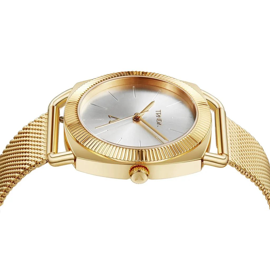 Trnda Women's Gold Stainless Steel Watch, Silver Dial | Trd-W35.8 by TRNDA