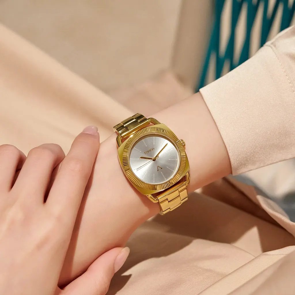 Trnda Women's Gold Stainless Steel Watch, Silver Dial | Trn-1234 by TRNDA