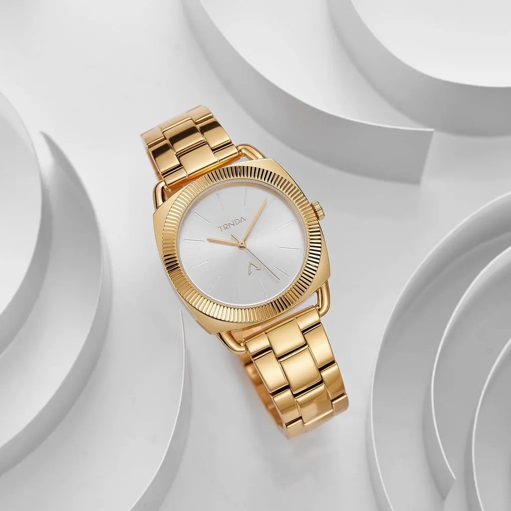Trnda Women's Gold Stainless Steel Watch, Silver Dial | Trn-1234 by TRNDA