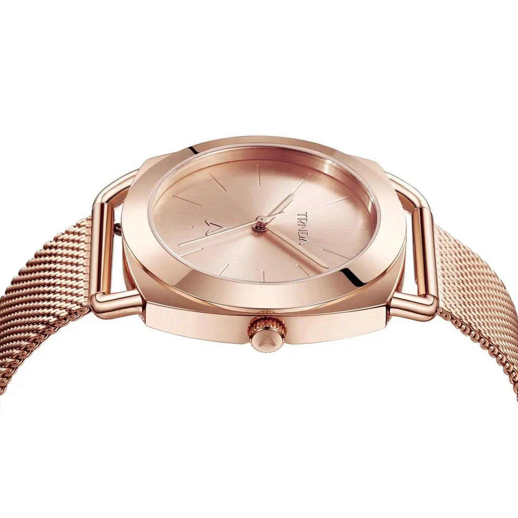 Trnda Women's Rose Gold Stainless Steel Watch, Mesh Band | Trnda-12345 by TRNDA