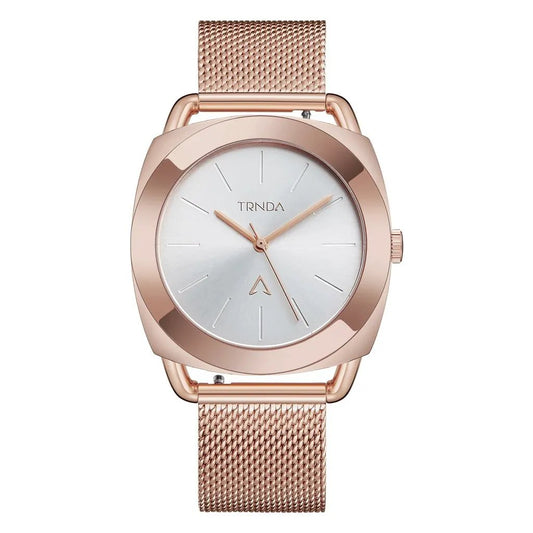 Trnda Women's Rose Gold Stainless Steel Watch, Silver Dial | Trnda-001 by TRNDA