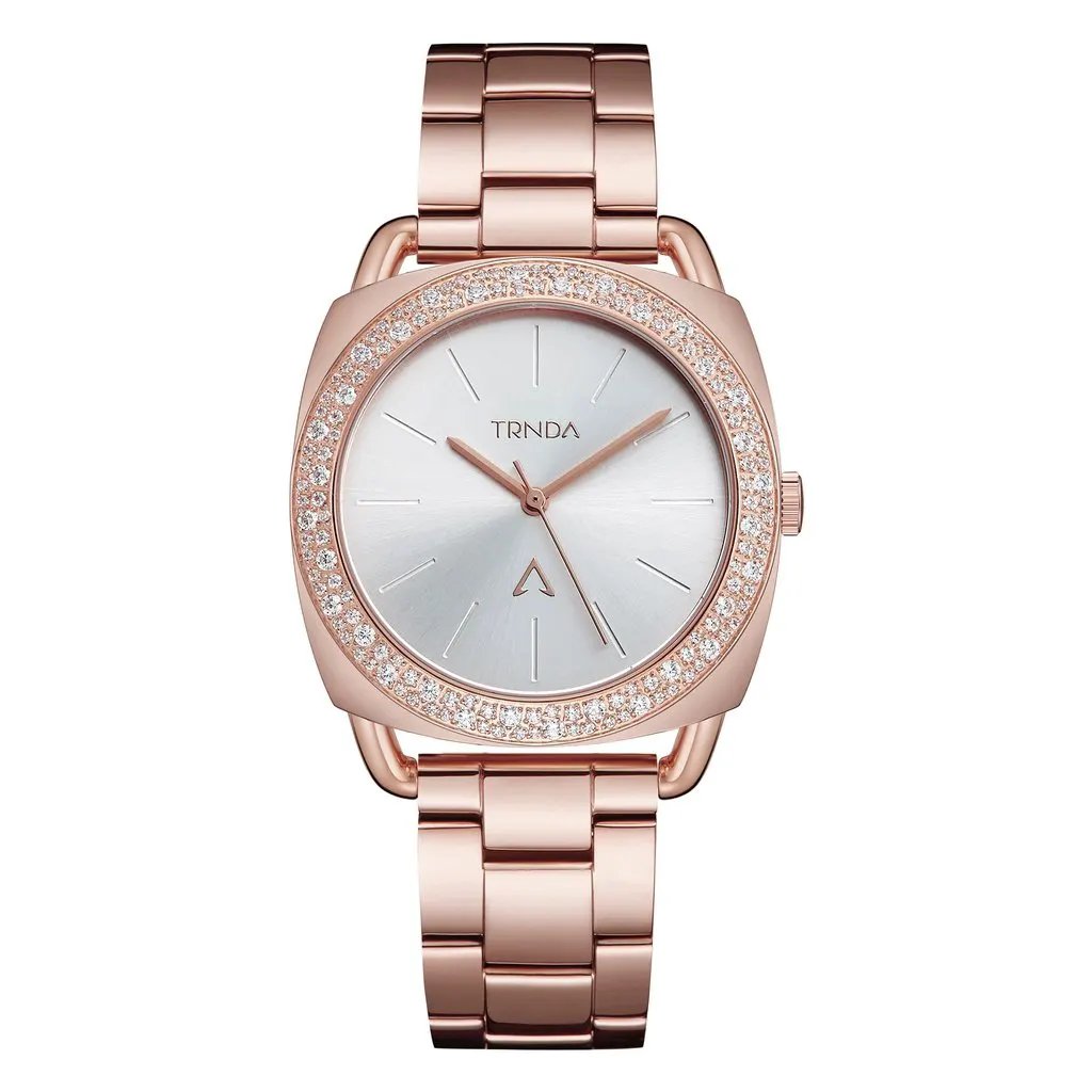 Trnda Women's Rose Gold Stainless Steel Watch, Silver Dial | Trnda-001 by TRNDA