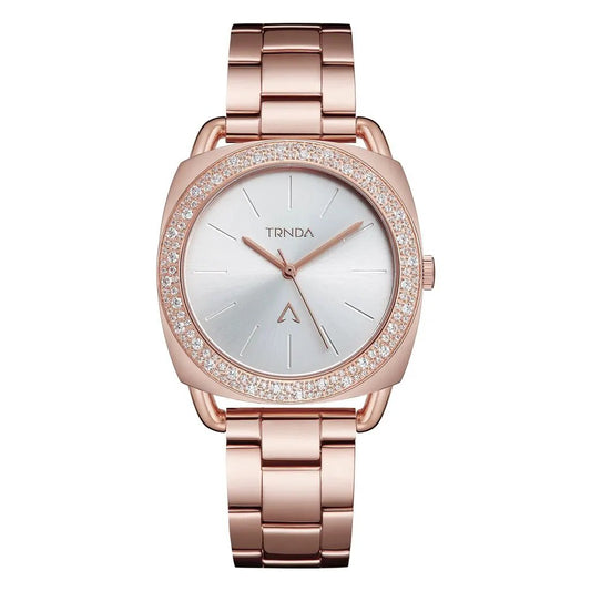 Trnda Women's Rose Gold Stainless Steel Watch, Silver Dial | Trnda-001 by TRNDA