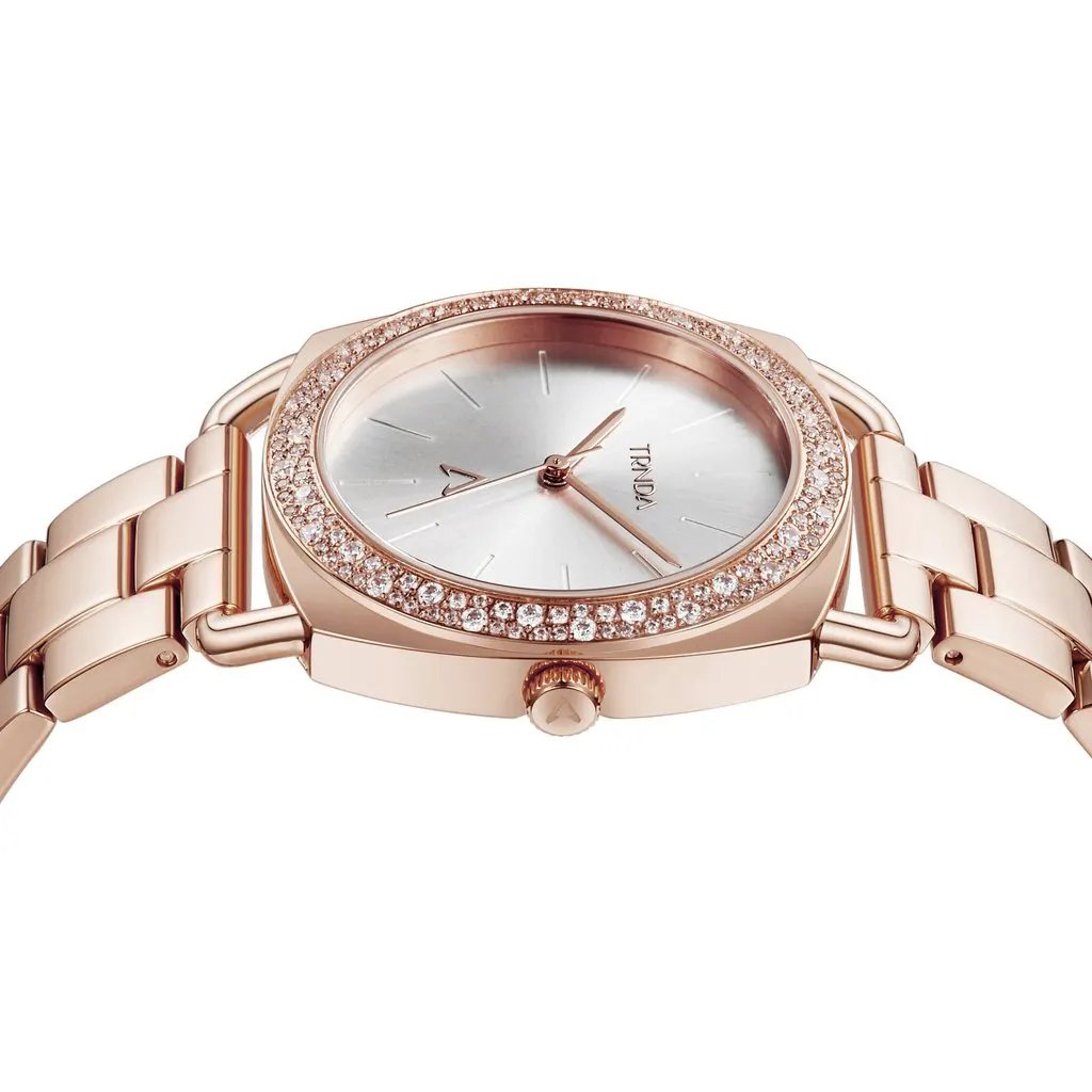Trnda Women's Rose Gold Stainless Steel Watch, Silver Dial | Trnda-001 by TRNDA